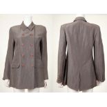 GIORGIO ARMANI JACKET, 1990s grey worn effect silk, double breasted, approx. size 10