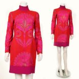 GIANNI VERSACE DRESS, early 1990s, red wool printe