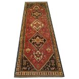 Persian Qashqai runner, 2.25m x 0.75m. Condition rating B/C.