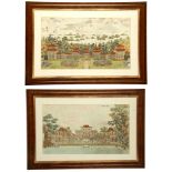 TWO HAND COLOURED ETCHINGS OF PALACES, PAVILIONS AND GARDENS CREATED BY GIUSEPPE CASTIGLIONE IN