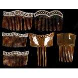 1 Pair of tortoiseshell hair combs set with paste stones, sold together with 2 blonde