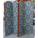 An Edwardian, four fold dressing screen, textile c