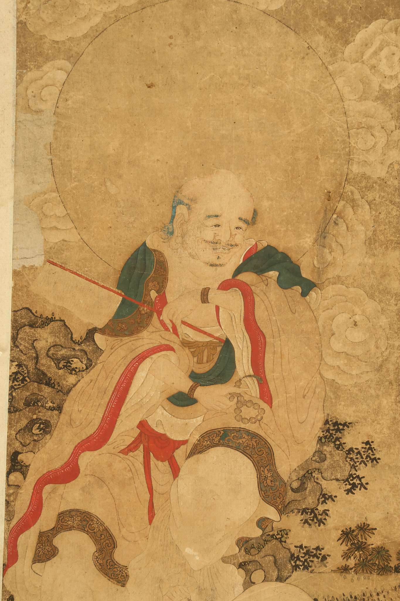 TWO CHINESE BUDDHIST PAINTINGS OF LUOHAN.
Qing Dynasty, 19th Century.
Each seated in a meditative - Image 12 of 15