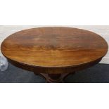 A Victorian oval centre table, flame mahogany with
