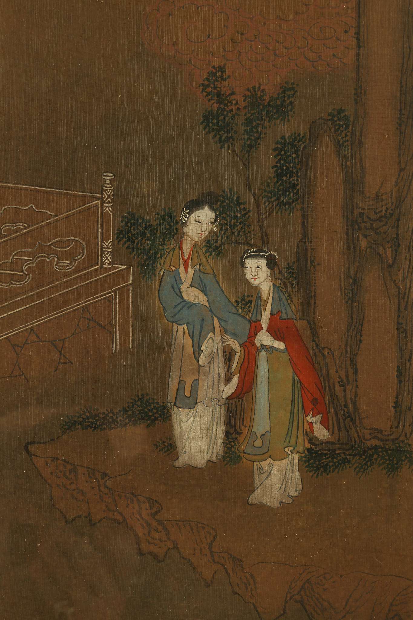 A PAIR OF CHINESE PAINTINGS OF BEAUTIES.
Late Qing Dynasty.
Each depicting groups of ladies within a - Image 10 of 12