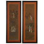 A PAIR OF CHINESE PAINTINGS OF BEAUTIES.
Late Qing Dynasty.
Each depicting groups of ladies within a