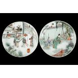 A PAIR OF CHINESE NARRATIVE SUBJECT DISHES.Qing D