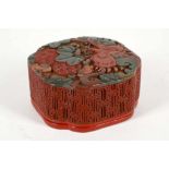 A CHINESE CINNABAR LACQUER LYCHEE BOX AND COVER.
Qing Dynasty, 18th Century.
Of canted square