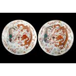A PAIR OF CHINESE DRAGON AND PHOENIX PLATES.Qing
