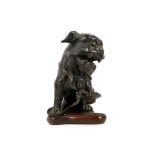 A CHINESE BRONZE BUDDHIST LION DOG.Ming Dynasty.