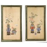 SHANGHAI SCHOOL.
Qing.
A pair of paintings of precious objects, framed and glazed, 87 x 50cm. (2)