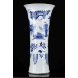 A CHINESE TRANSITIONAL BLUE AND WHITE VASE, GU.
Transitional Period, c. 1690.
With a flaring rim,