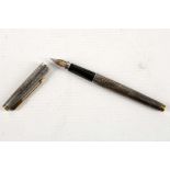 A Parker 75 sterling silver fountain pen, cross-ha