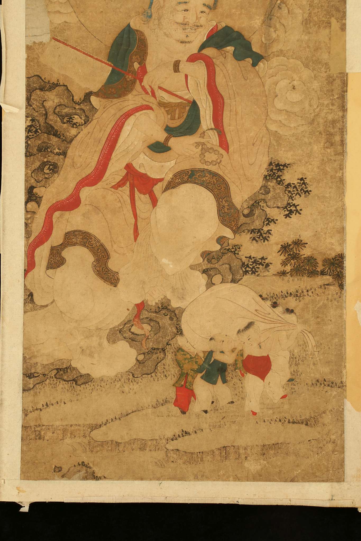 TWO CHINESE BUDDHIST PAINTINGS OF LUOHAN.
Qing Dynasty, 19th Century.
Each seated in a meditative - Image 11 of 15