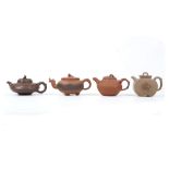 A COLLECTION OF FOUR YIXING ZISHA TEAPOTS.Compris