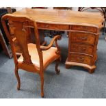 A 20th century, walnut and marquetry inlaid desk,