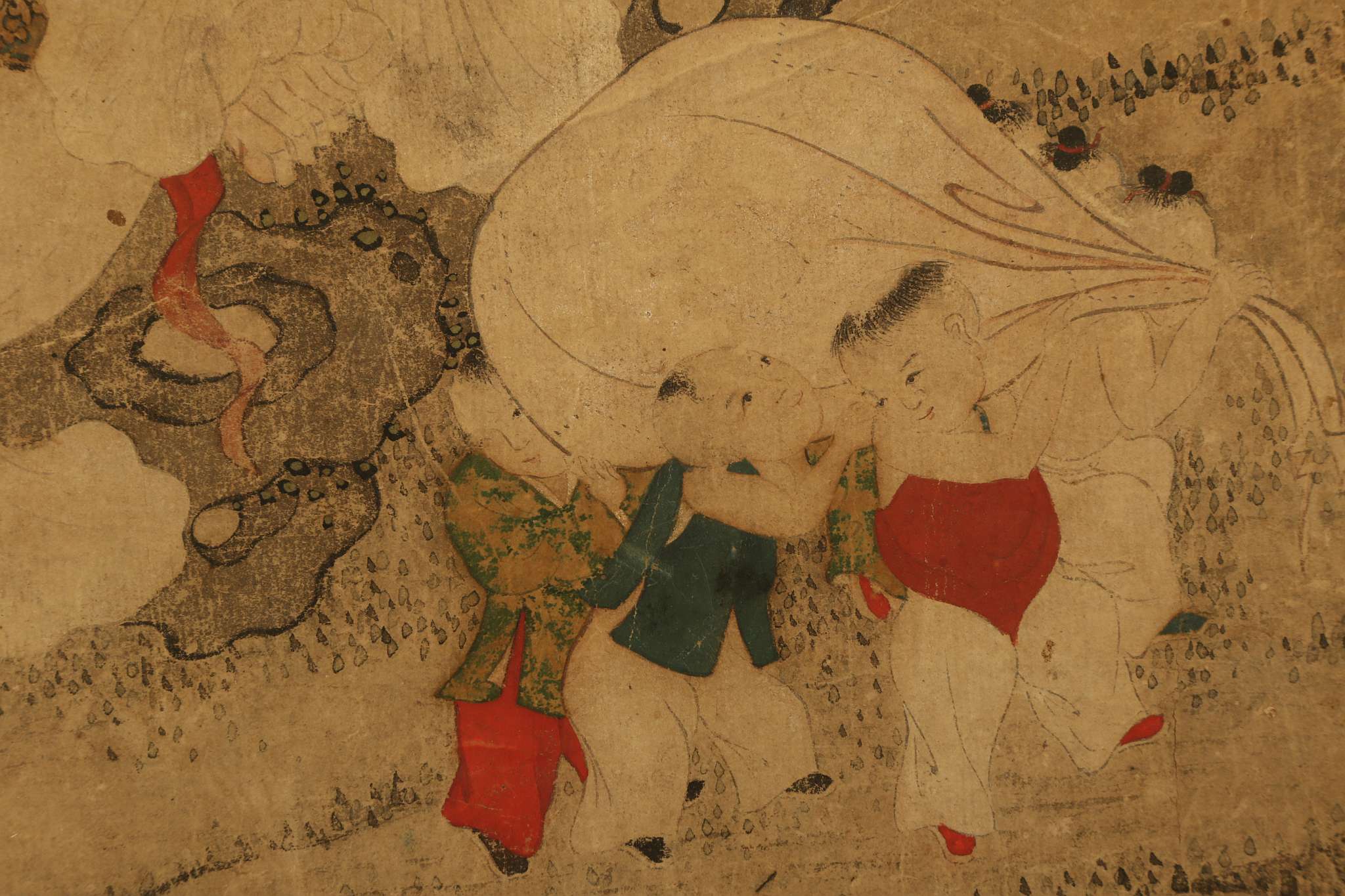 TWO CHINESE BUDDHIST PAINTINGS OF LUOHAN.
Qing Dynasty, 19th Century.
Each seated in a meditative - Image 10 of 15