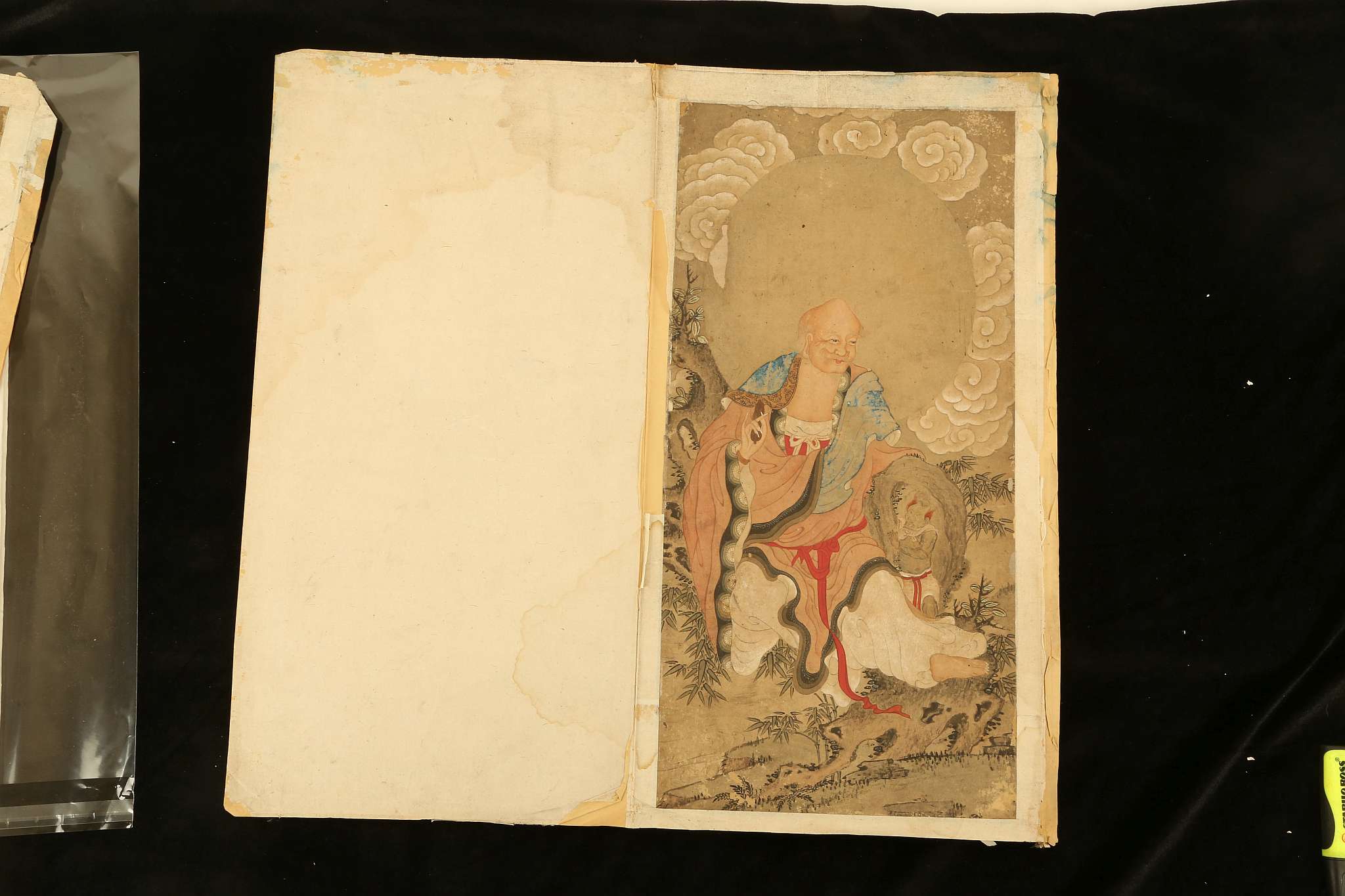 TWO CHINESE BUDDHIST PAINTINGS OF LUOHAN.
Qing Dynasty, 19th Century.
Each seated in a meditative - Image 14 of 15