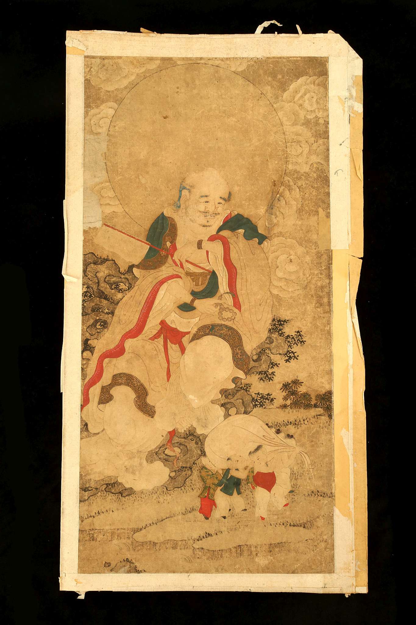 TWO CHINESE BUDDHIST PAINTINGS OF LUOHAN.
Qing Dynasty, 19th Century.
Each seated in a meditative - Image 2 of 15