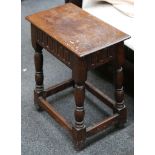 An 18th century style joint stool, the rectangle t
