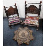 Two 19th century Persian chairs, floral carving, r