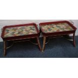 A pair of decorative painted coffee table, constru