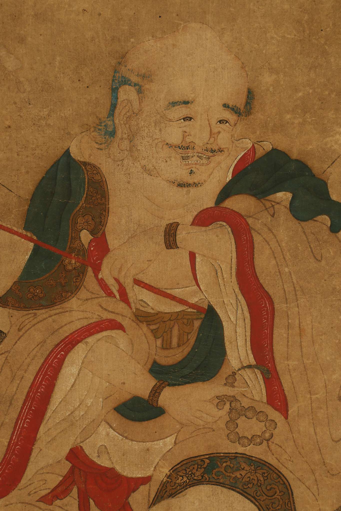 TWO CHINESE BUDDHIST PAINTINGS OF LUOHAN.
Qing Dynasty, 19th Century.
Each seated in a meditative - Image 4 of 15