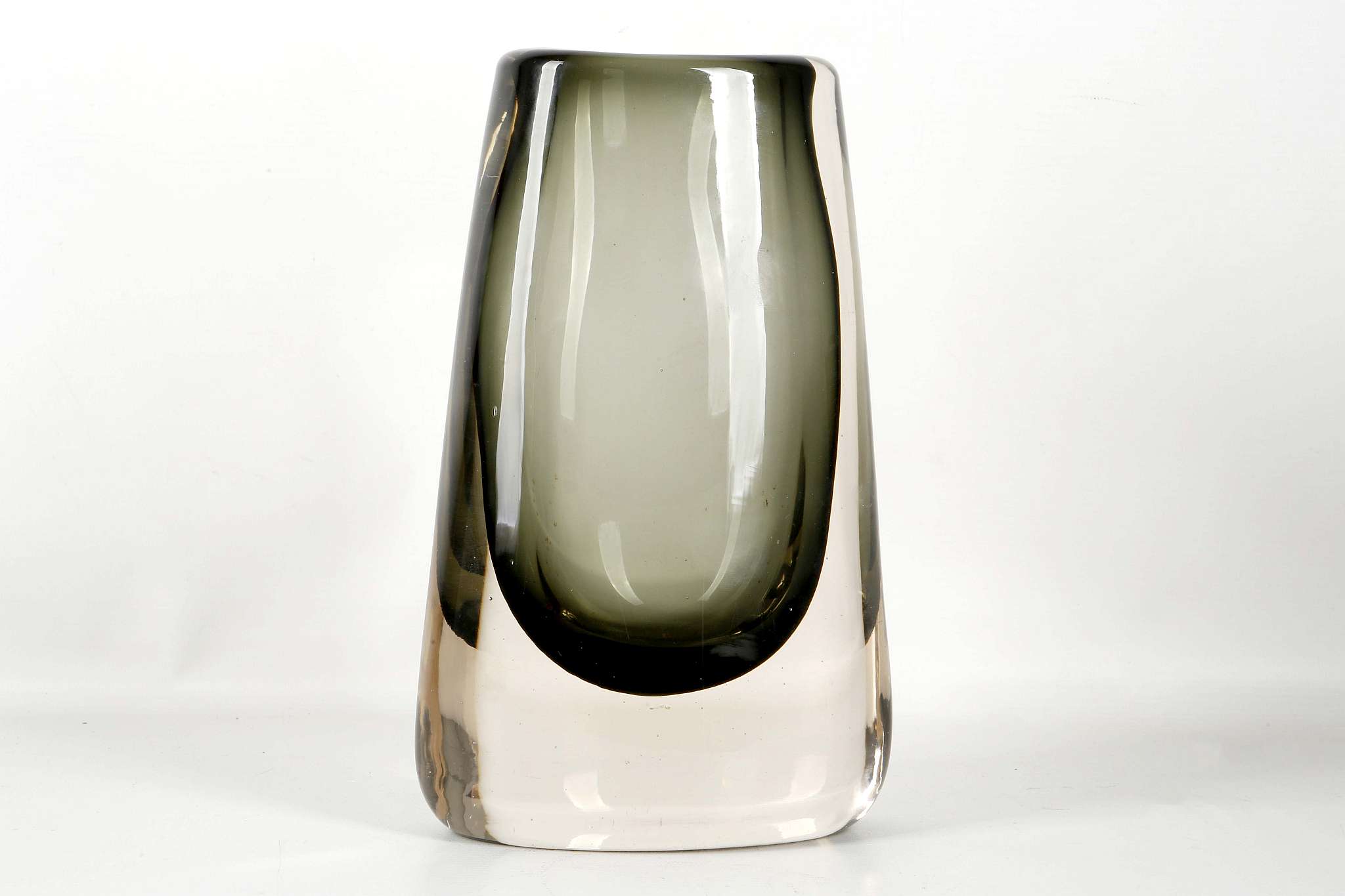 A WHITEFRIARS SMOKED GLASS VASE, circa 1970, from