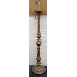 A gilded standard lamp, c.1920, twist stem with le