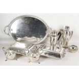 A collection of silver plated objects to include a