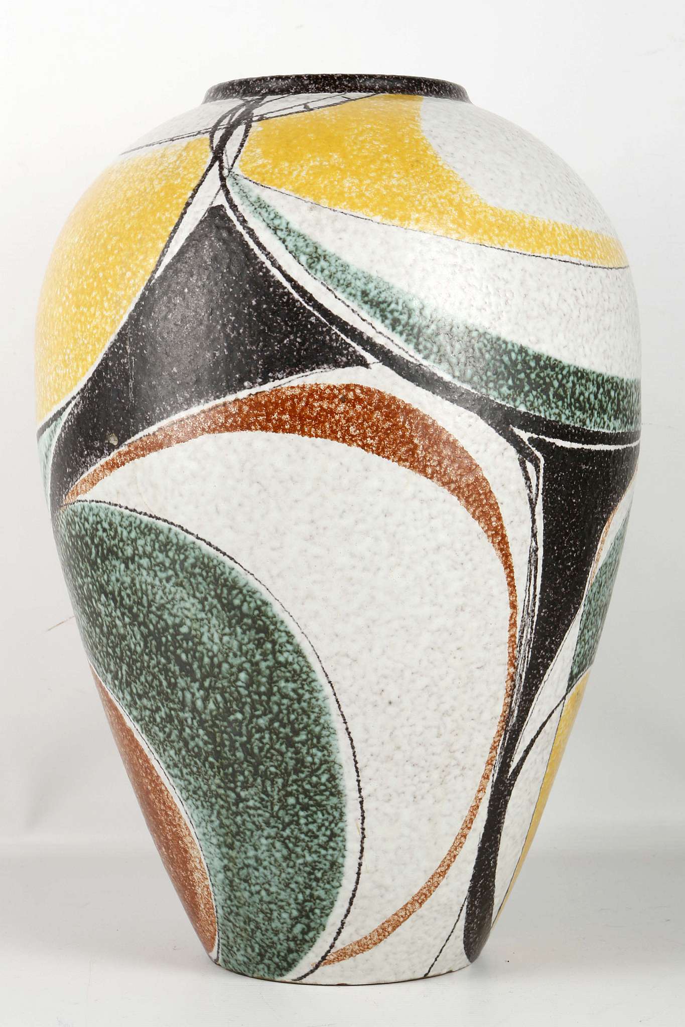 A LARGE 1950's CONTINENTAL BALUSTER STONEWARE VASE