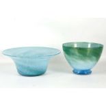 TWO 1930's WHITEFRIARS CLOUDY GLASS BOWLS, consisting of a William Butler footed bowl and another