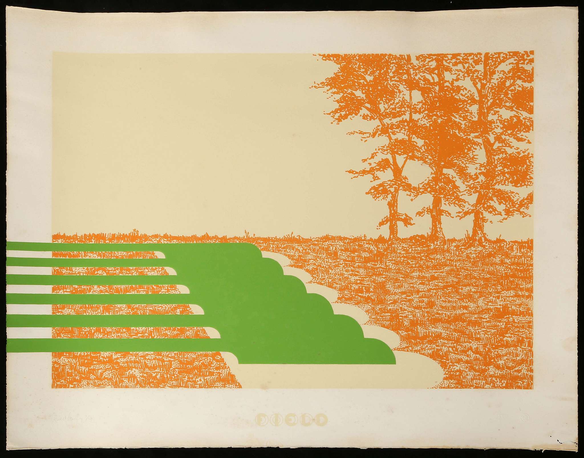 § GERALD LAING (BRITISH 1936-2011), 'FIELD', circa 1968, screen print in colours, signed, numbered