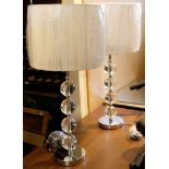 Table lamps, a pair, crystal ball style, with shad