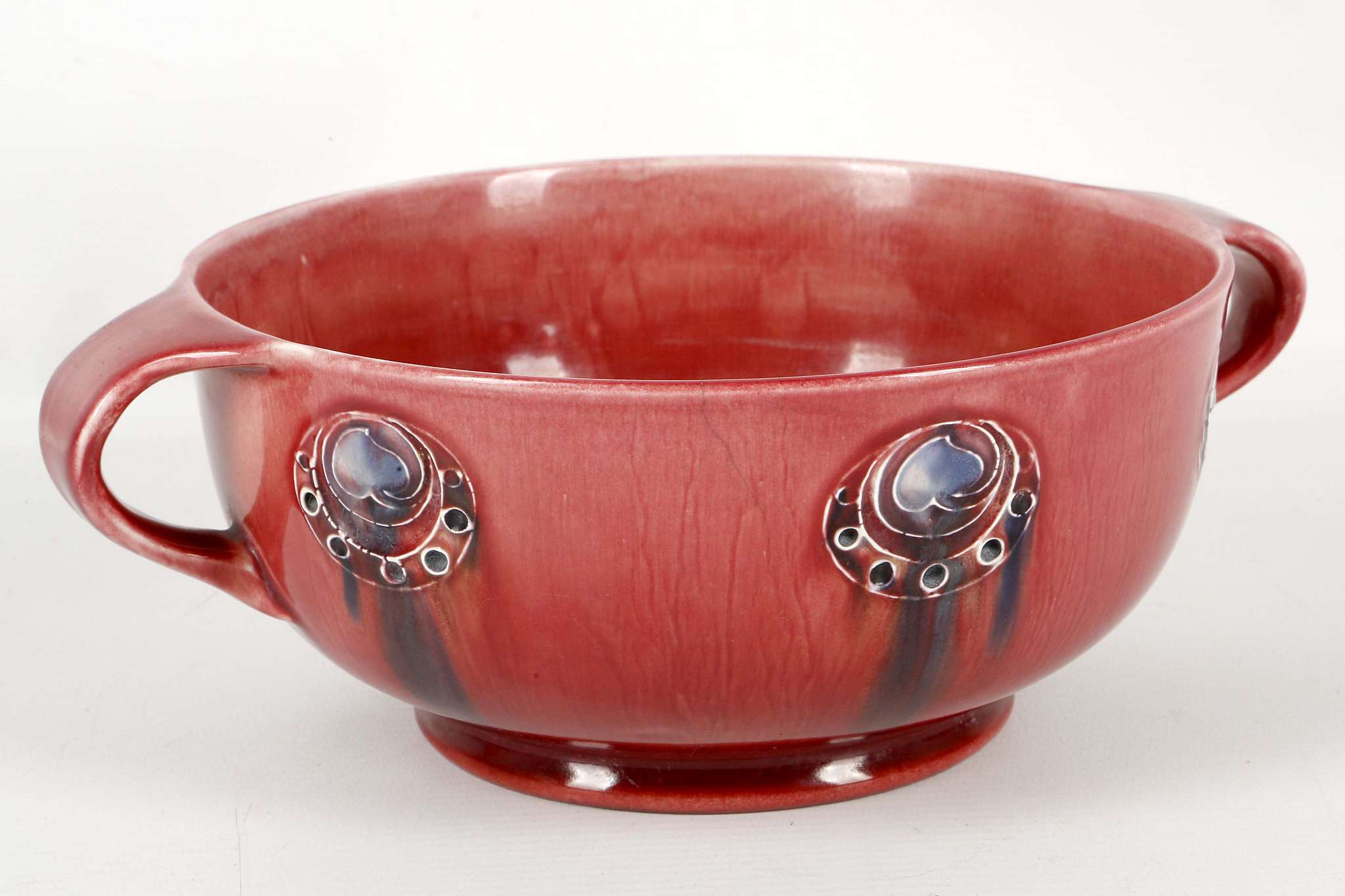 WILLIAM  MOORCROFT  FLAMMINIAN WARE BOWL, RETAILED BY LIBERTY & CO., early 20th century, circular