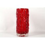 A LARGE WHITEFRIARS BARK VASE, circa 1970, ruby re