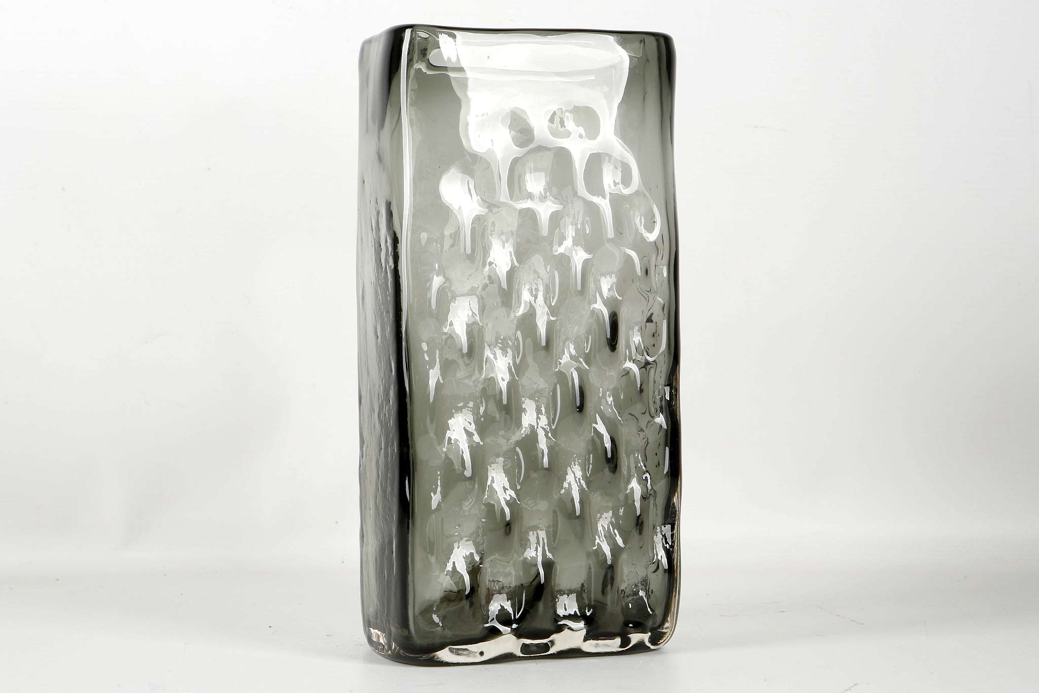 A WHITEFRIARS BASKET WEAVE SLAB VASE, circa 1970,