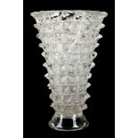 BAROVIER & TOSSO, ITALY, A  ROSTRATO GLASS VASE, circa 1940, of conical form, (31cm high)