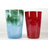 TWO 1930's WHITEFRIARS CLOUDY GLASS TUMBLER VASES,