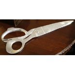 Novelty oversized scissors, chrome. 77cm long.