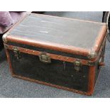 A travel trunk, leather effect trim, pink rose pri