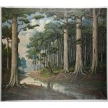 F. Chewy, oil on canvas, woodland scene. Signed, u