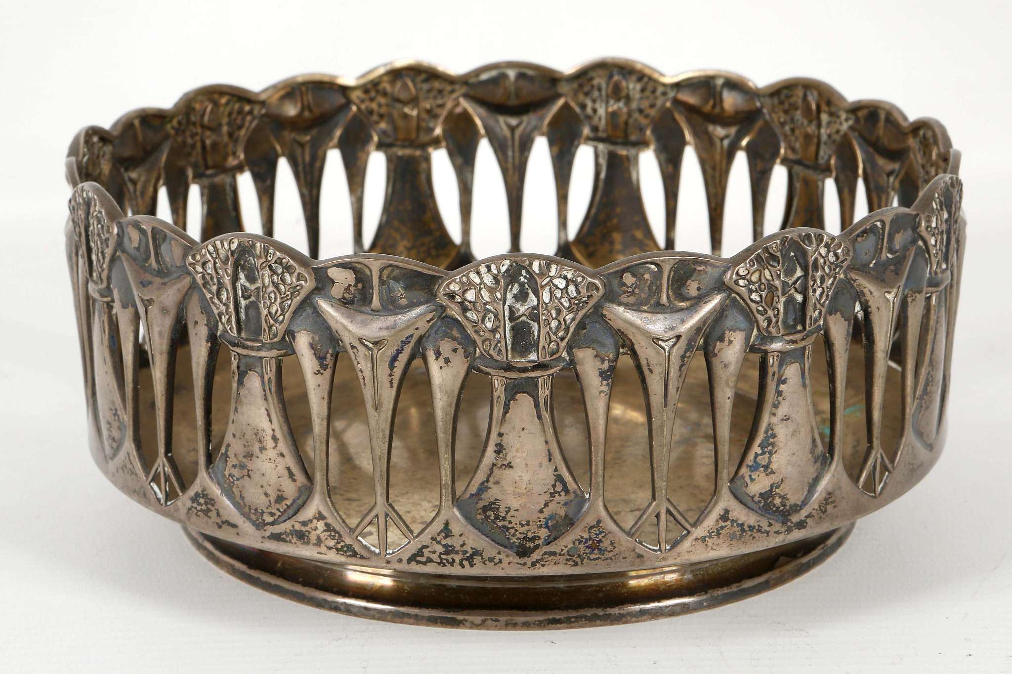 WMF JUGENDSTIL FRUIT BOWL, pierced metal decoratio