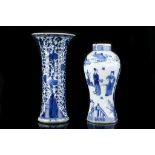 TWO CHINESE BLUE AND WHITE VASES. Qing Dynasty, Kangxi era and 19th Century. The first of