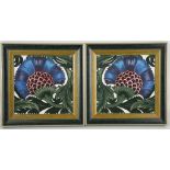 After William de Morgan. A pair of framed Iznik st