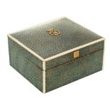 ASPREY, LONDON, a 1930's shagreen cigarette box, w