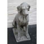 Stone pointer dog statues, a pair, 74cm high.