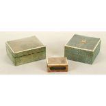 ASPREY, LONDON, a 1930's shagreen cigarette box, w