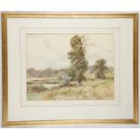 Paul McCormick R.I., 'Eventide', watercolour, riverscape, initialled lower right, with Royal