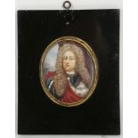 An 18th century, mounted portrait miniature of a gentelman.